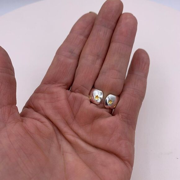 Ring, new, no tags, solid 925 sterling silver, tiny golden star motif - Picture 6 of 16